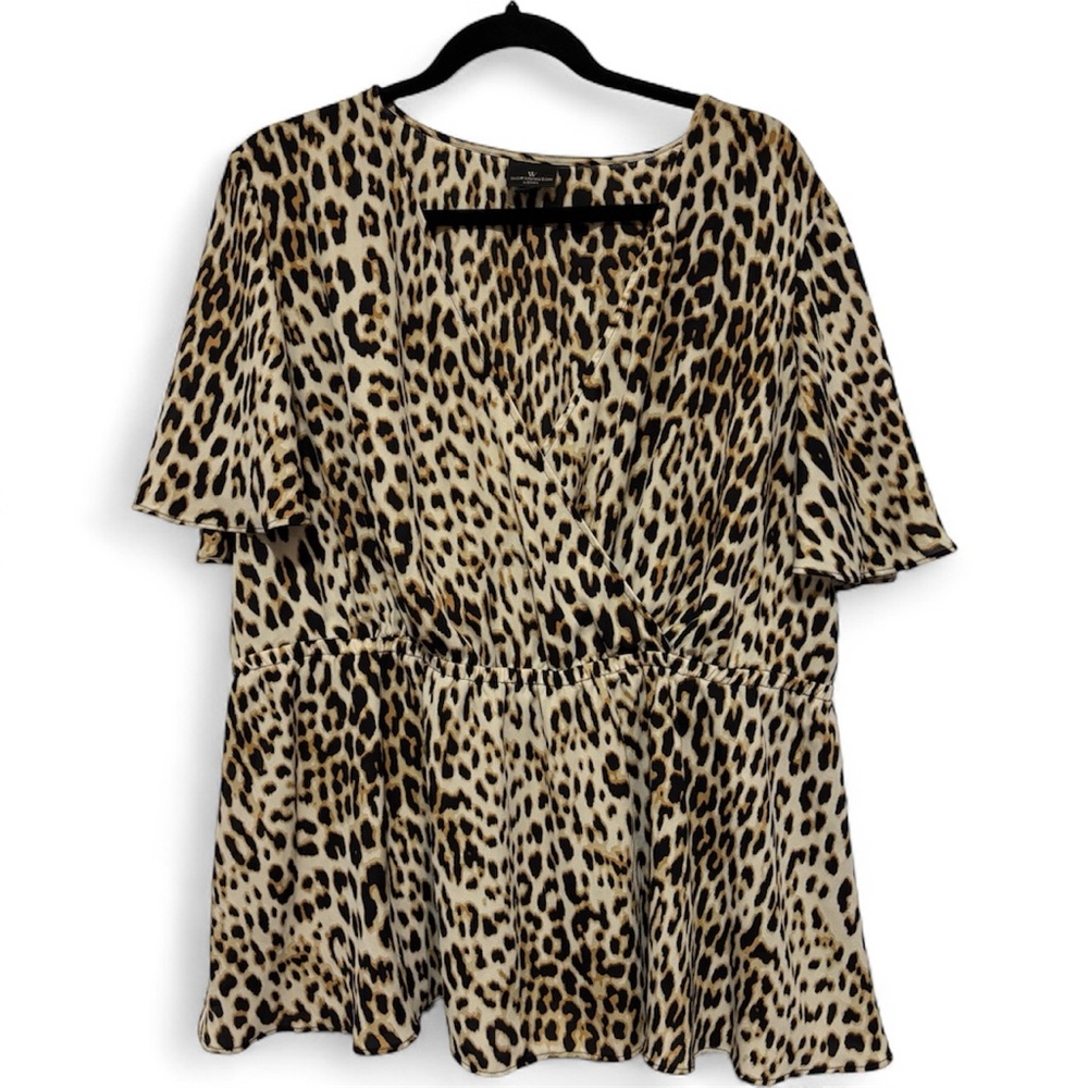 1X Worthington leopard print blouse